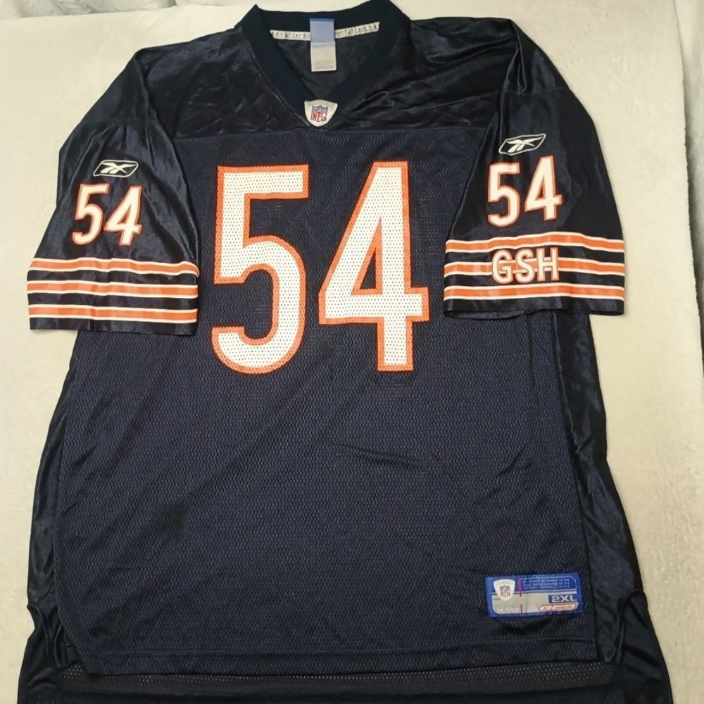 Chicago Bears Brian Urlacher Jersey Mens 2XL Blue NFL Football Reebok On Field
